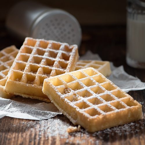 waffles with icing sugar