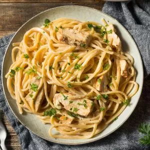 Cooked Fettuccine Pasta for Chicken Alfredo Dish