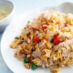 Southeast asian fried rice with chicken