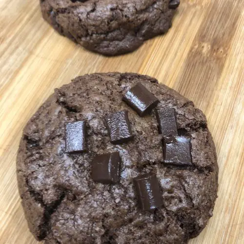 triple chocolate chunk cookies with cocoa powder