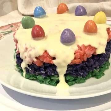 Easy Easter Rainbow Rice Krispies Cake Recipe