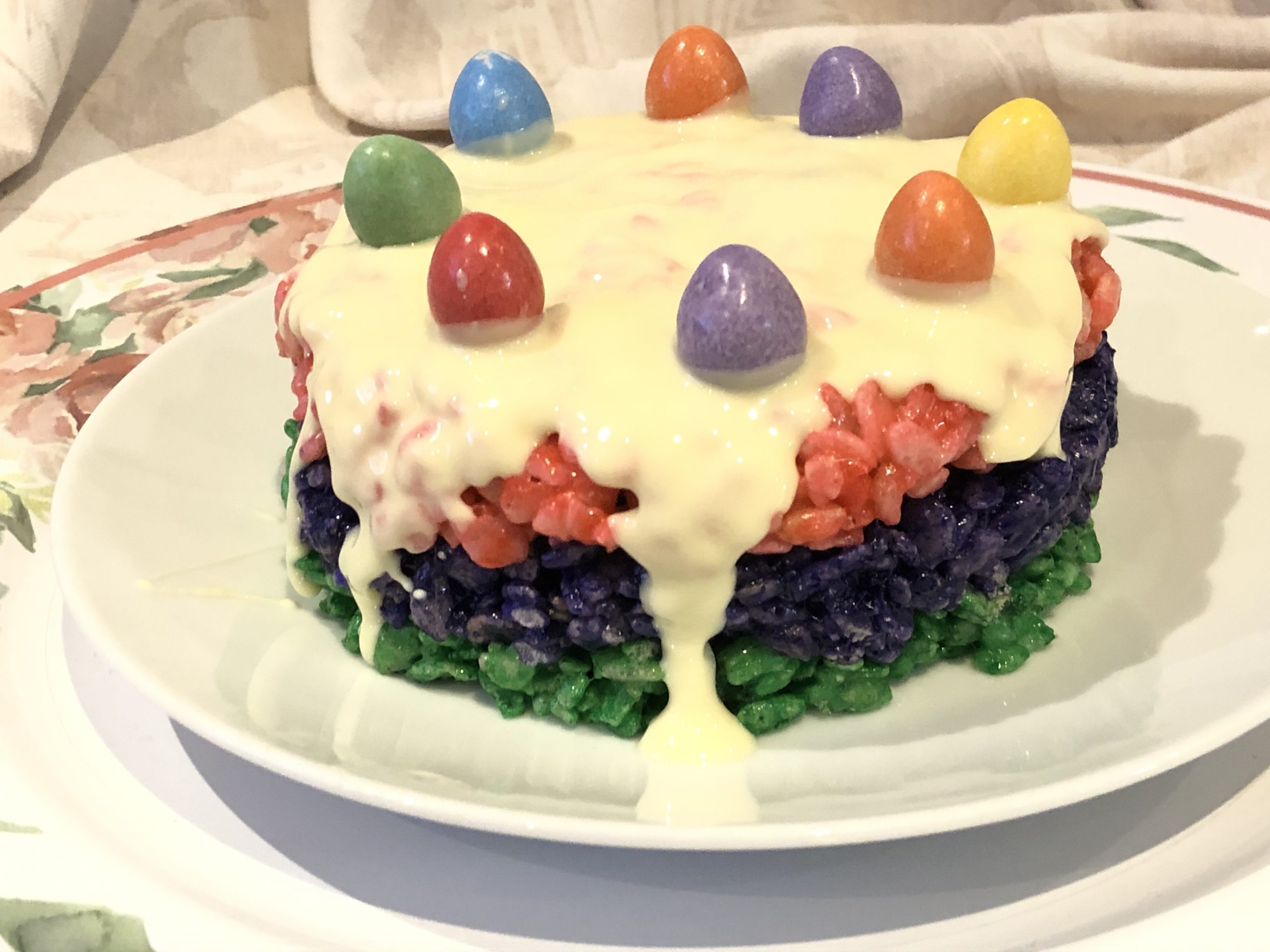 Easy Easter Rainbow Rice Krispie Cake Recipe