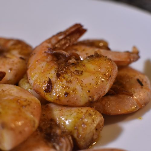 Garlic Prawns with white wine and butter