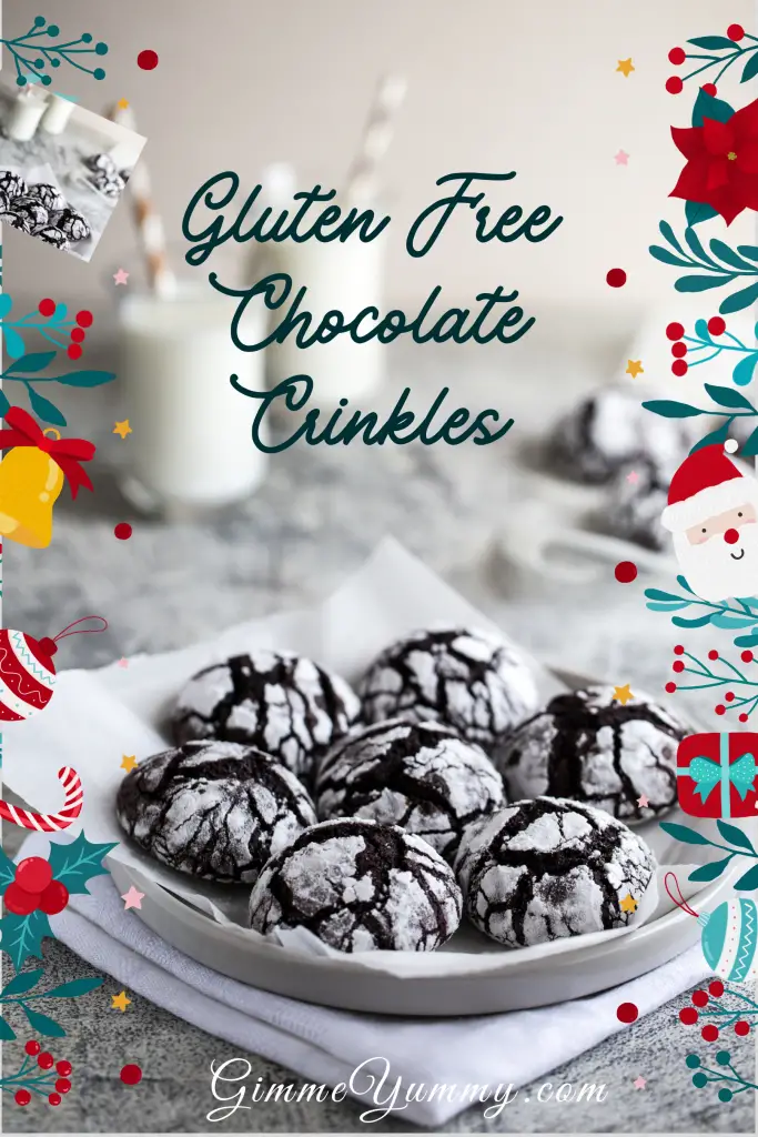 Holiday Chocolate Gluten free Crinkle Cookies