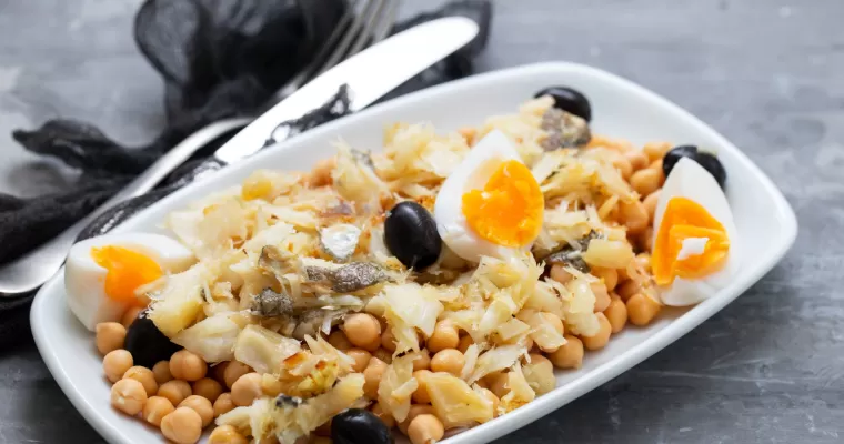 Authentic Portuguese Salt Cod and Chickpea Salad