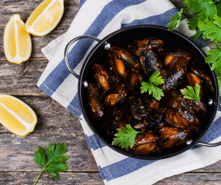 Homemade Portuguese-style mussels